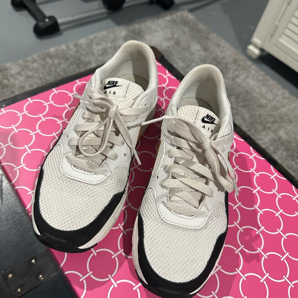 Nike Air White, Black, and Gold Nike check Sneakers